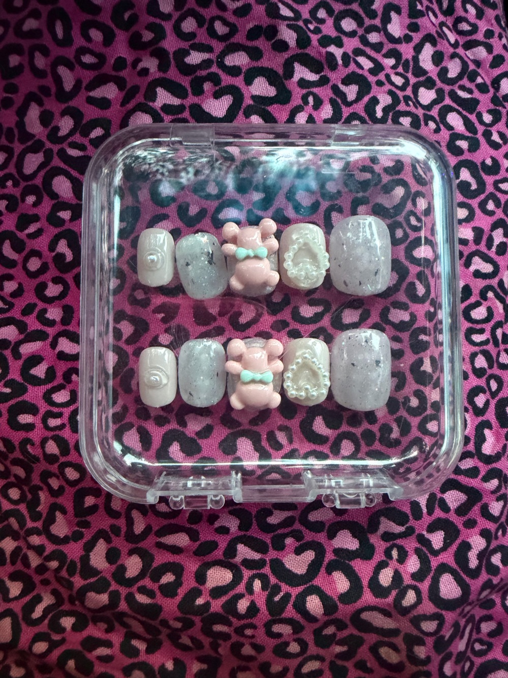 Pink Bear Kids Press-On Nail Set